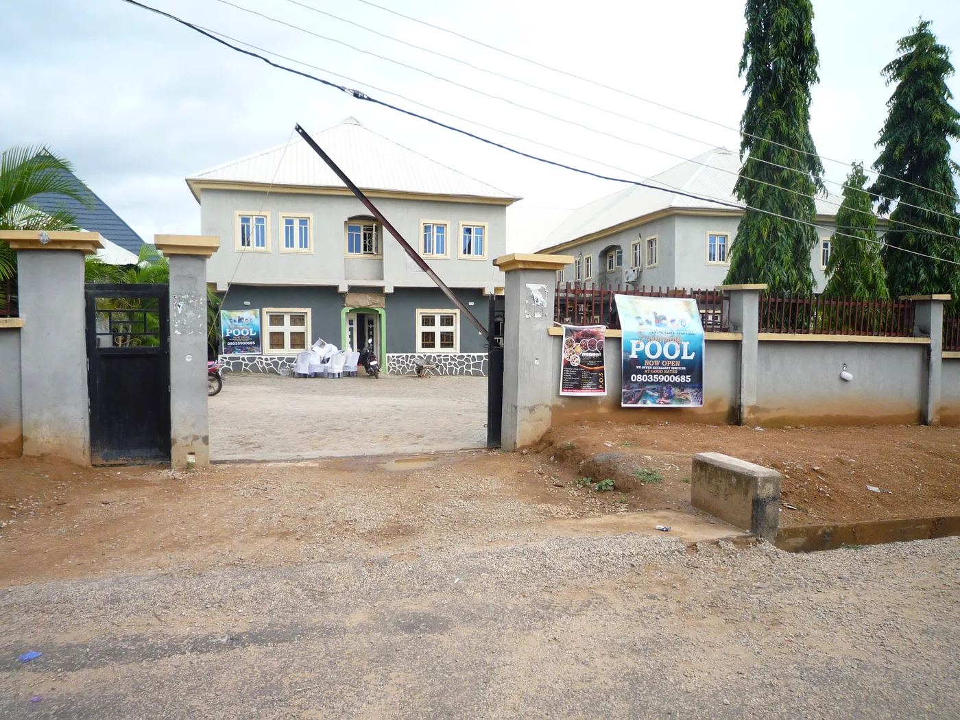 Amanda Garden Hotel entrance gate and compound in Akwanga